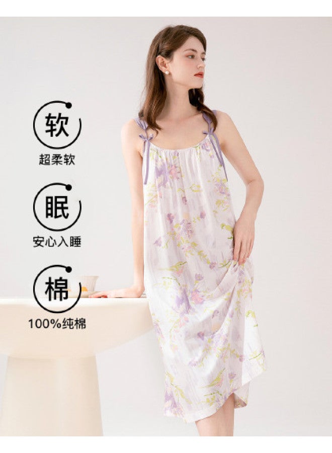 Fenton summer Sleeveless Nightgown Floral Dress Lightweight Fresh Dress - Image 1