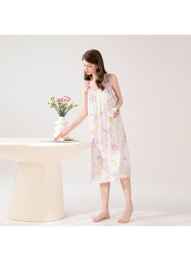 Fenton summer Sleeveless Nightgown Floral Dress Lightweight Fresh Dress - Image 5