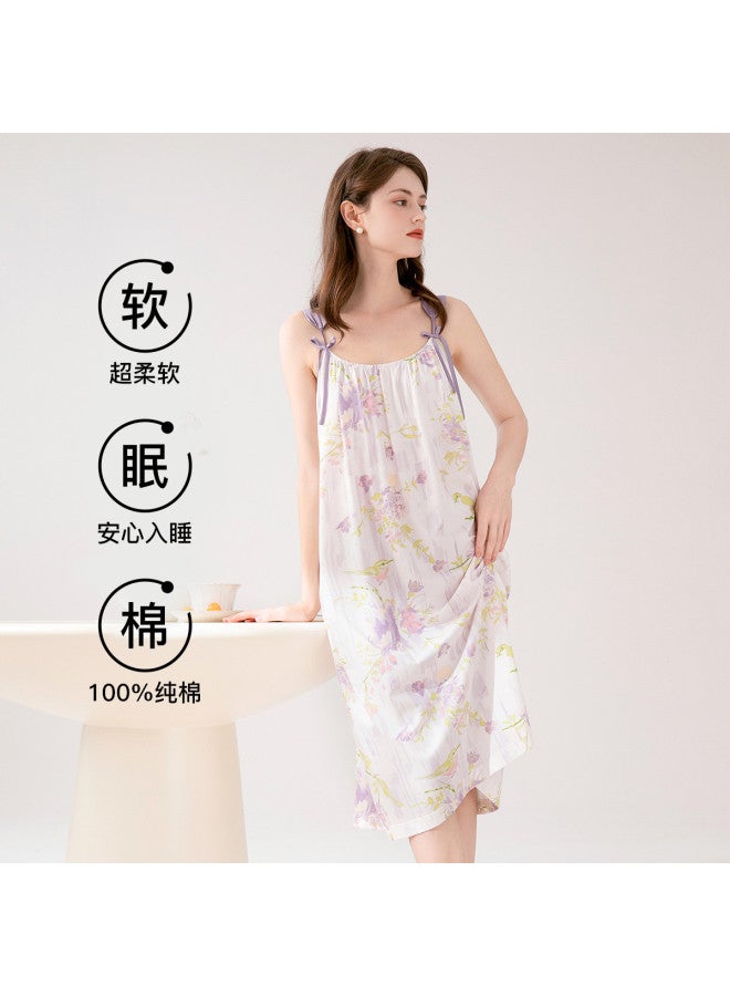 Fenton summer Sleeveless Nightgown Floral Dress Lightweight Fresh Dress - Image 2