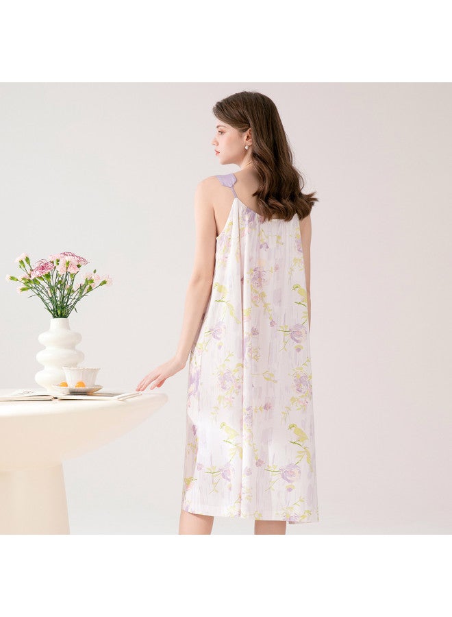 Fenton summer Sleeveless Nightgown Floral Dress Lightweight Fresh Dress - Image 4