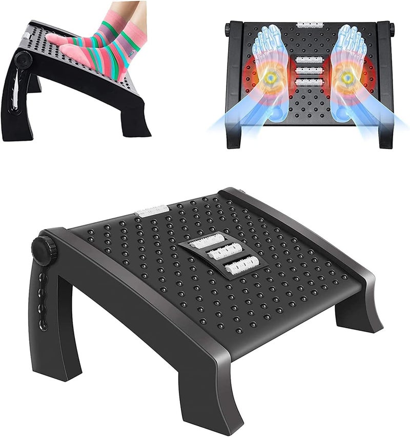 Adjustable with Massage Texture and Roller - Ergonomic Footrest for Home, , School, - Image 1