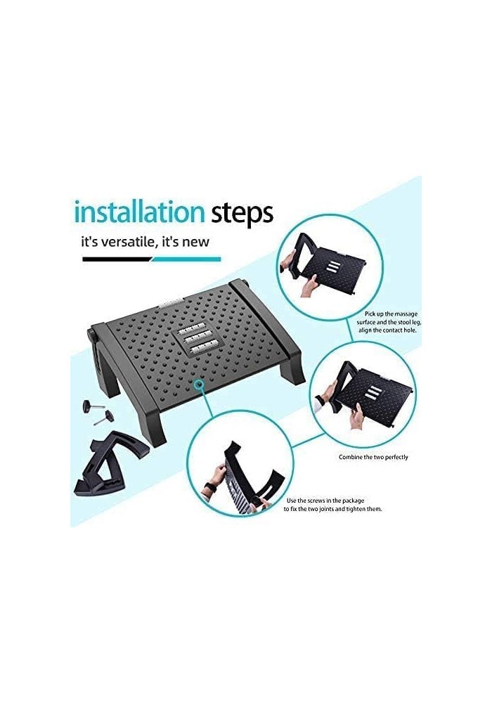 Adjustable with Massage Texture and Roller - Ergonomic Footrest for Home, , School, - Image 3