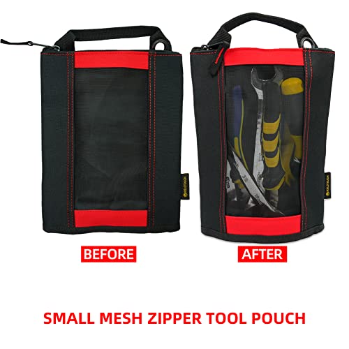 MELOTOUGH Zipper Tool Pouch Zipper small tool bag -Fastener bag with Mesh Window and Hanging Grommets (3, Red) … - Image 3
