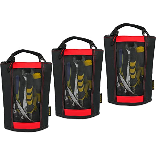 MELOTOUGH Zipper Tool Pouch Zipper small tool bag -Fastener bag with Mesh Window and Hanging Grommets (3, Red) … - Image 1