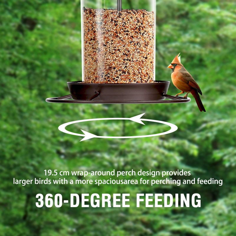 Youvip Metal Bird Feeder for Outdoors Hanging,3.0LB Seed Feeder,Easy to Fill & Clean,360Â° Feeding,Weatherproof Roof for Gardens and Wild Birds,Brown - Image 3