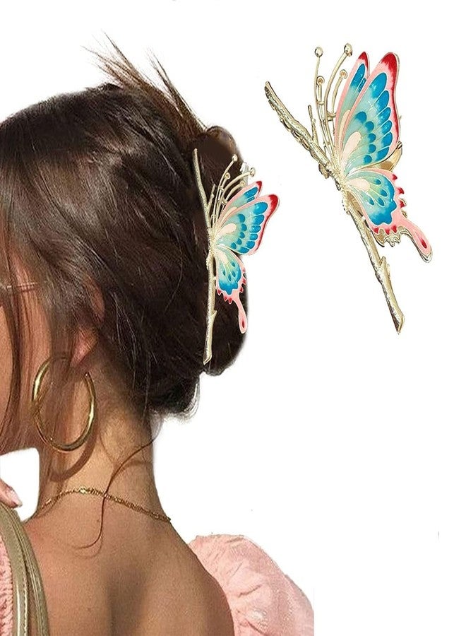glimm multicolor butterfly hair claw clip - perfect for thick & long hair, fashionable jaw clip for women & girls - set of 1 - Image 1