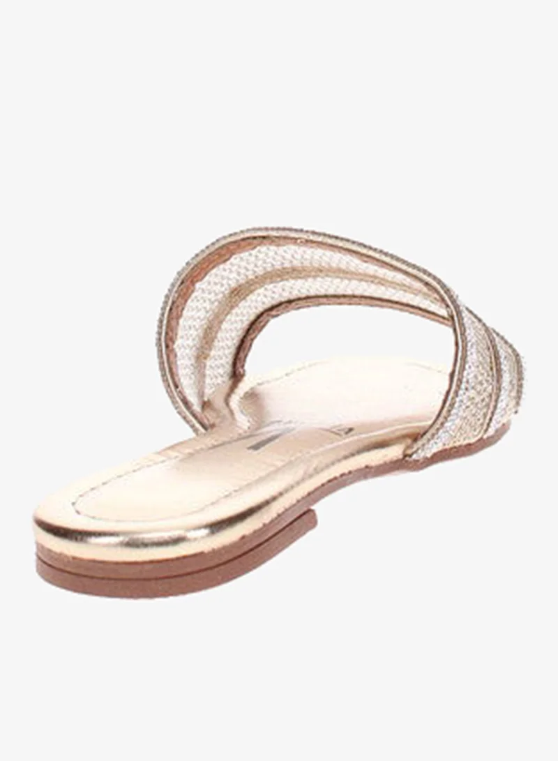 VIZZANO Gold Flat Sandals for Women – Stylish Ladies Flat Sandals & Comfortable Flat Slippers for Women | Best Price UAE