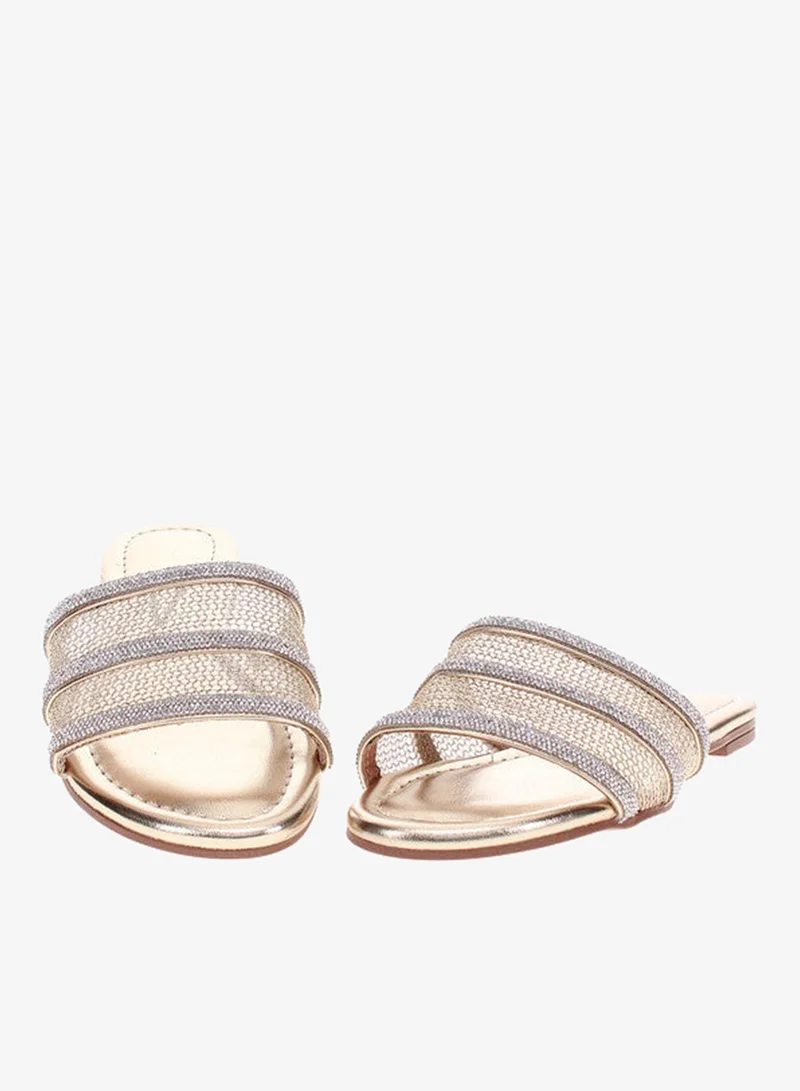 VIZZANO Gold Flat Sandals for Women – Stylish Ladies Flat Sandals & Comfortable Flat Slippers for Women | Best Price UAE