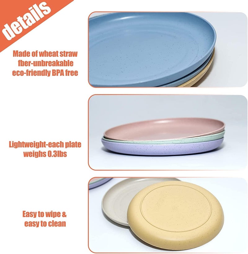 SHECIPIN 12 PACK 6 Inches Lightweight Mini Wheat Straw PlatesReusable Plate Set Dishwasher  Microwave SafeUnbreakable Deep Dinner Plates Plastic Plates ReusableThey are easy to clean BPA free - Image 3