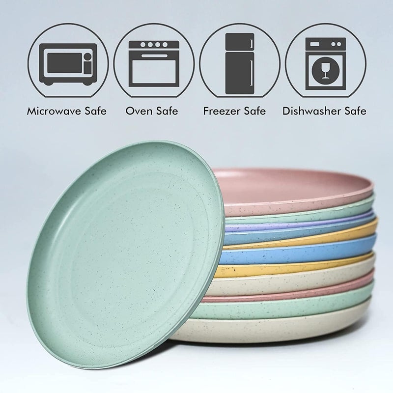 SHECIPIN 12 PACK 6 Inches Lightweight Mini Wheat Straw PlatesReusable Plate Set Dishwasher  Microwave SafeUnbreakable Deep Dinner Plates Plastic Plates ReusableThey are easy to clean BPA free - Image 4