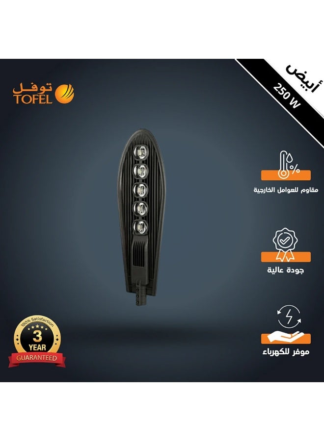 توفل كشاف خارجي لون الانارة أبيض مع خلية حساس ضوء 5 عدسات 250 واط