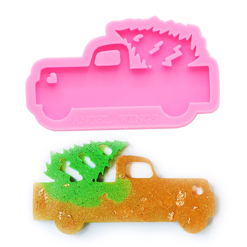 Super Glossy Trucks Shape Silicone Mold Car Style Keychain Polymer Clay Mold DIY Handmade Necklace Epoxy Resin Jewellery Silicone Mold Resin Crafting Molds Keychains Pendant Mould