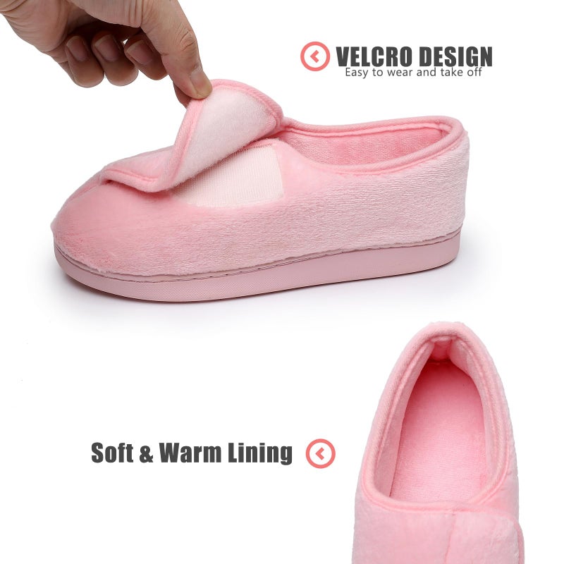 Git-up Women Diabetic Slippers Arthritis Edema Memory Foam Closed Toed Slippers, Pink, 7 D(M) US - Image 3