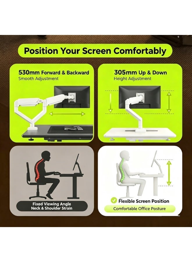Dual Monitor Arm Stand with Quick Installation, Gas Spring Mechanical Arm for 17-32 Inch Monitors, Heavy Duty 2-10KG Adjustable Double Screen Desk Mount, Aluminum Alloy Holder for Office Gaming Workspace - Image 3