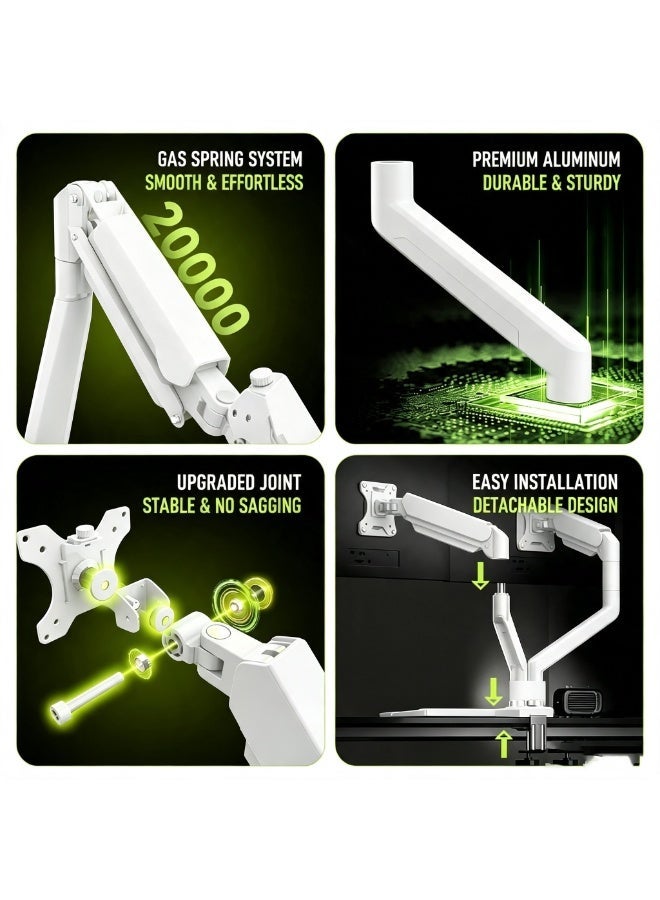 Dual Monitor Arm Stand with Quick Installation, Gas Spring Mechanical Arm for 17-32 Inch Monitors, Heavy Duty 2-10KG Adjustable Double Screen Desk Mount, Aluminum Alloy Holder for Office Gaming Workspace - Image 4