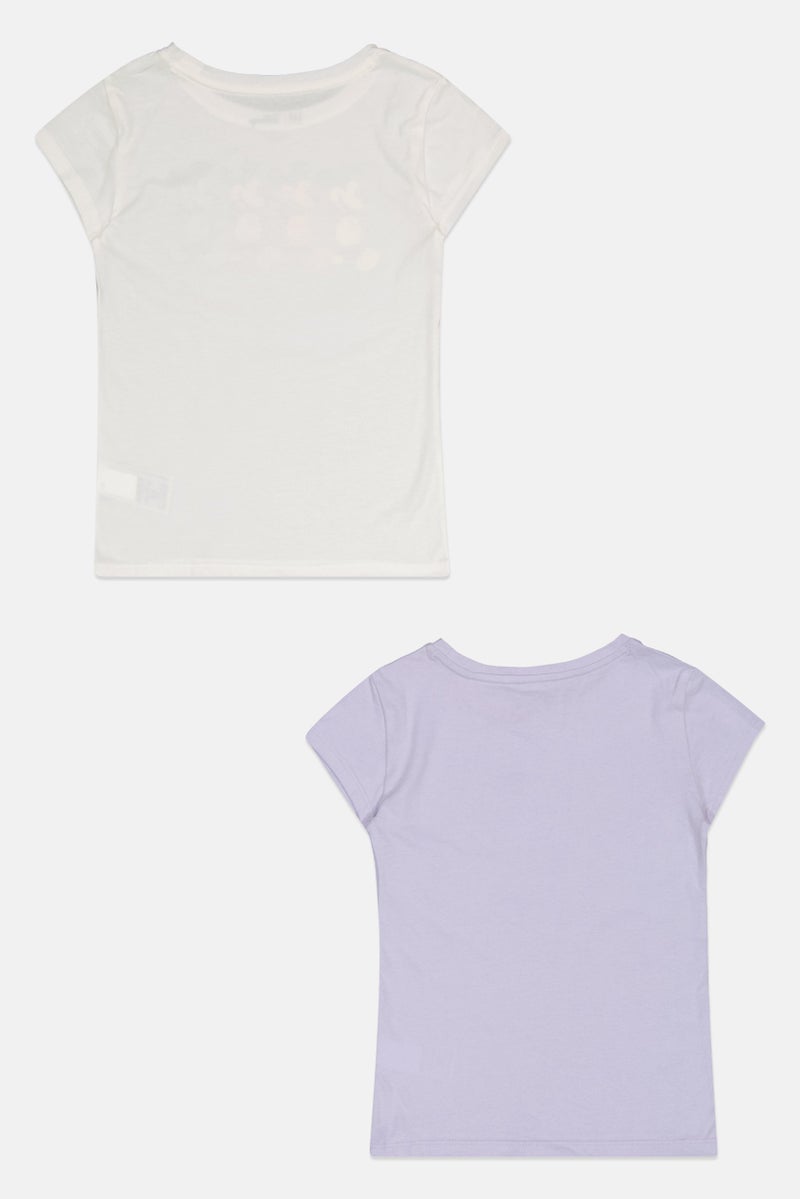 GAP Disney x Gap Kids Girl 2Pcs Crew Neck Short Sleeve Graphic Print Top, Multicolor - Image 2