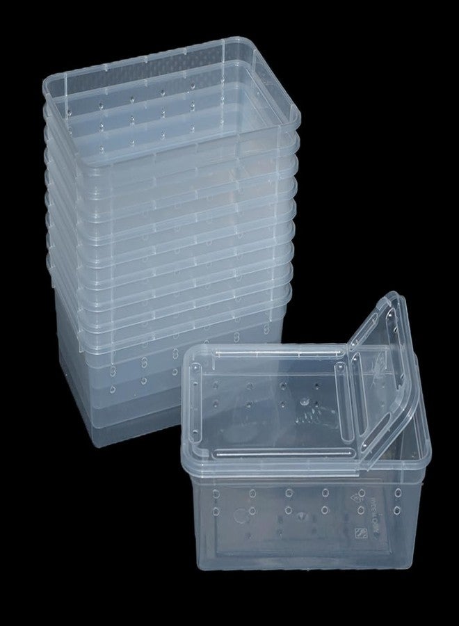 JOBEDE 10 Pcs Reptile Feeding Boxs, Plastic Spider Terrariums Breeding Box Feeder Insect Container Feeding Box for Small Reptile Bearded Dragon Lizard Spider Gecko Scorpion 5.9 x 3.9 x 2.5 in - Image 1