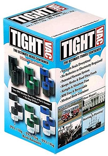 TIGHTPAC Tightvac Set of 3 - Patented Airtight Containers | Multi-use Vacuum Containers Work as Smell Proof Containers for Herbs, Dry Goods and Food. Blue Caps and Black Body - Image 2