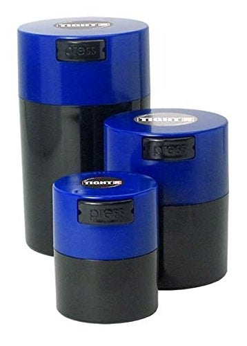 TIGHTPAC Tightvac Set of 3 - Patented Airtight Containers | Multi-use Vacuum Containers Work as Smell Proof Containers for Herbs, Dry Goods and Food. Blue Caps and Black Body - Image 5