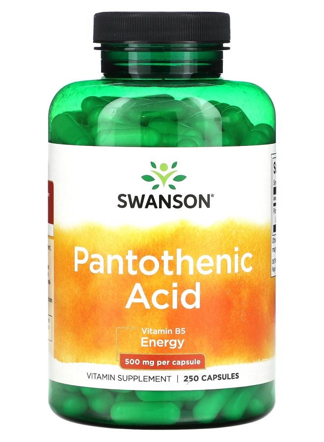 Pantothenic Acid 500 mg 250 Capsules