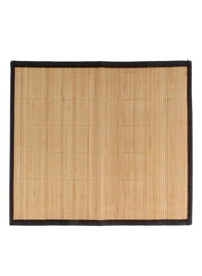 BambooMN Bamboo Slats Placemat with Fabric Border - Solid Color Print - 17.5" x 12" - Brown with Black Border, 4 pcs - Image 2