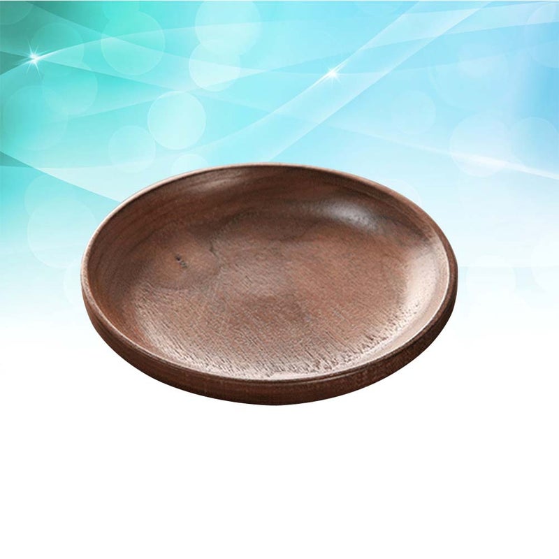 1 PC Japanese-style Round Black Walnut Wood Dinner Serving Plate Desserts Dish Dinnerware Tray Tableware (13x13x2cm) - Image 5