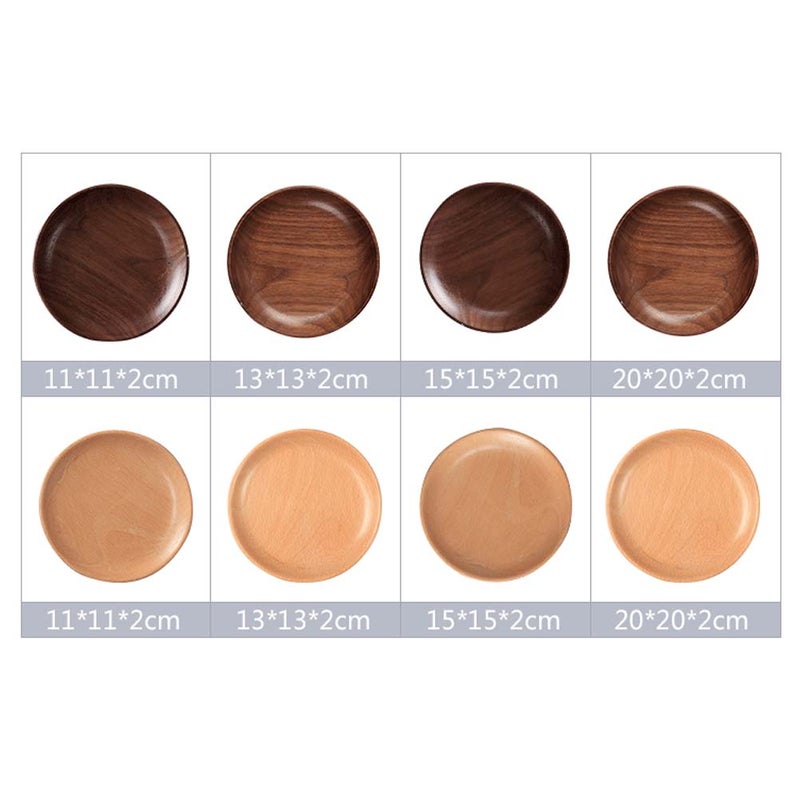 1 PC Japanese-style Round Black Walnut Wood Dinner Serving Plate Desserts Dish Dinnerware Tray Tableware (13x13x2cm) - Image 4