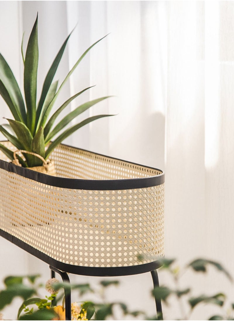 Merry Moments Rattan Imitation Weaving Planter Stand Plant Holder Flower Stand Plant Pot Holder Metal Black Sand Colour with Containers for Indoor and Outdoor Plant 1 Pcs L60xH75xW26  - Image 5