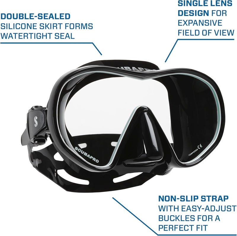 SCUBAPRO Solo Scuba Snorkeling Dive Mask - Black/White - Image 5