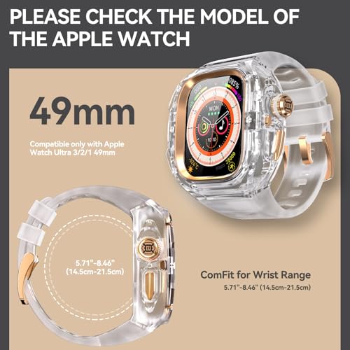 YOGRE for Apple Watch Ultra 3/2/1 49mm Case, Rugged Case with Band for Apple Watch 49mm One-Click Open Design and Military Grade Shockproof Bumper Cover for Men and Women (White and Rose Gold) - Image 2