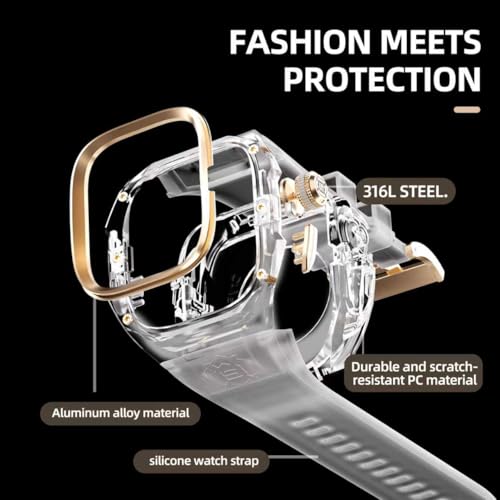 YOGRE for Apple Watch Ultra 3/2/1 49mm Case, Rugged Case with Band for Apple Watch 49mm One-Click Open Design and Military Grade Shockproof Bumper Cover for Men and Women (White and Rose Gold) - Image 4