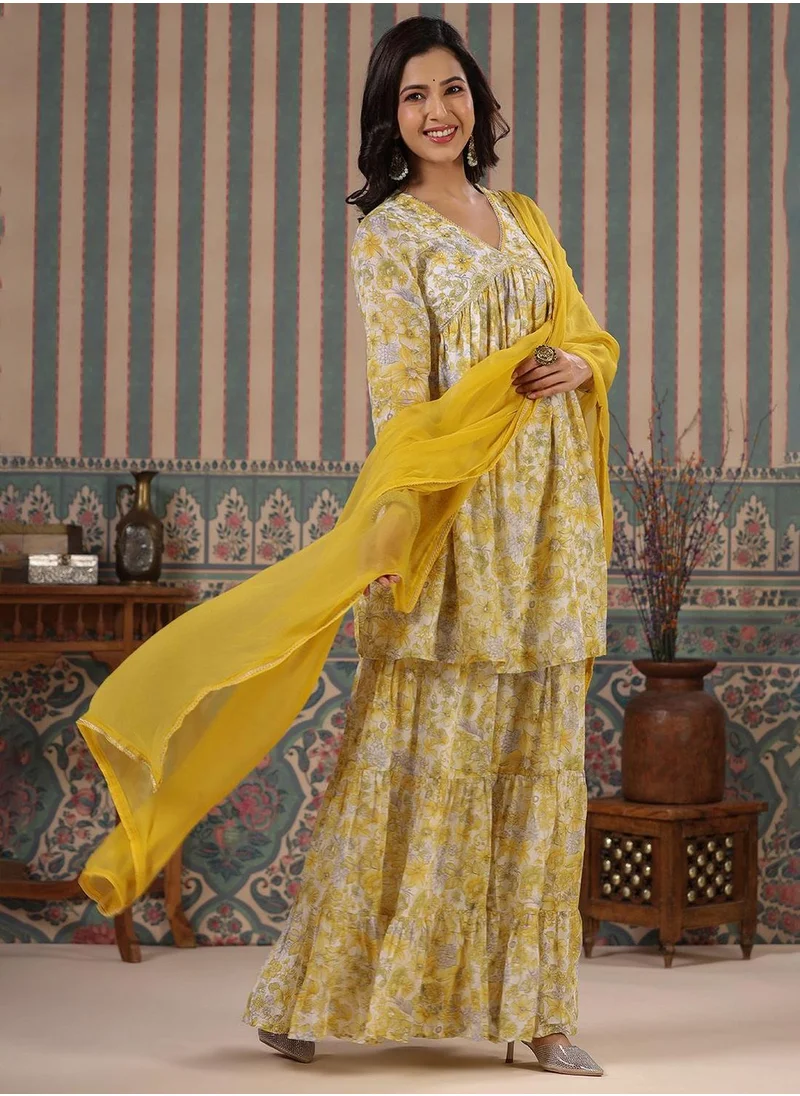 آي شين Women Yellow COTTON 3 pcs Kurta Set