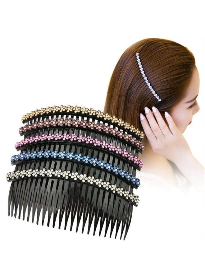 Aoxmas 5pcs 24 Teeth Hair Comb Clip Clamp for Lady Girls Hair Combs Rhinestone Hair Side Combs 4.72" - Image 1