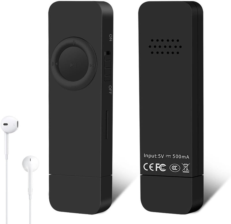 Denash مشغل MP3 من Denash، مشغل MP3 من نوع محرك أقراص USB، ذاكرة 8 جيجابايت قابلة للتوسعة حتى 64 جيجابايت يدعم OTG وصوت HiFi بدون فقدان (أسود) - Image 1