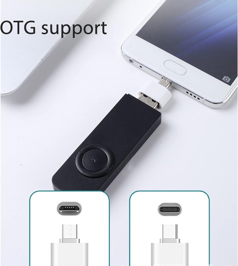 Denash مشغل MP3 من Denash، مشغل MP3 من نوع محرك أقراص USB، ذاكرة 8 جيجابايت قابلة للتوسعة حتى 64 جيجابايت يدعم OTG وصوت HiFi بدون فقدان (أسود) - Image 2