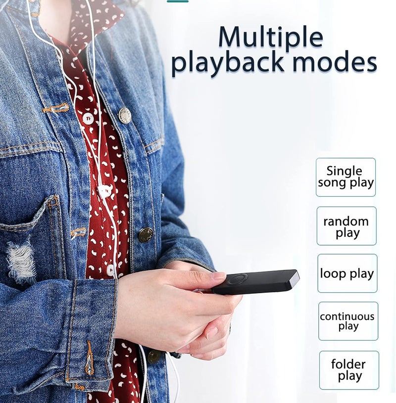 Denash مشغل MP3 من Denash، مشغل MP3 من نوع محرك أقراص USB، ذاكرة 8 جيجابايت قابلة للتوسعة حتى 64 جيجابايت يدعم OTG وصوت HiFi بدون فقدان (أسود) - Image 3
