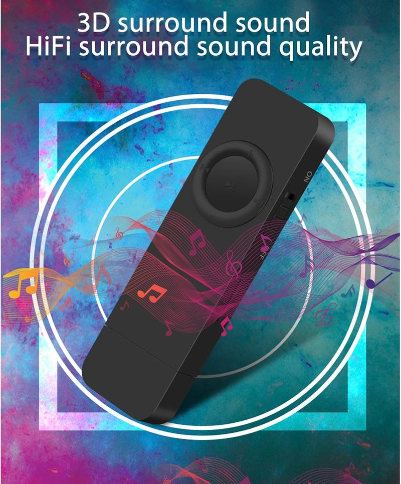Denash مشغل MP3 من Denash، مشغل MP3 من نوع محرك أقراص USB، ذاكرة 8 جيجابايت قابلة للتوسعة حتى 64 جيجابايت يدعم OTG وصوت HiFi بدون فقدان (أسود) - Image 4