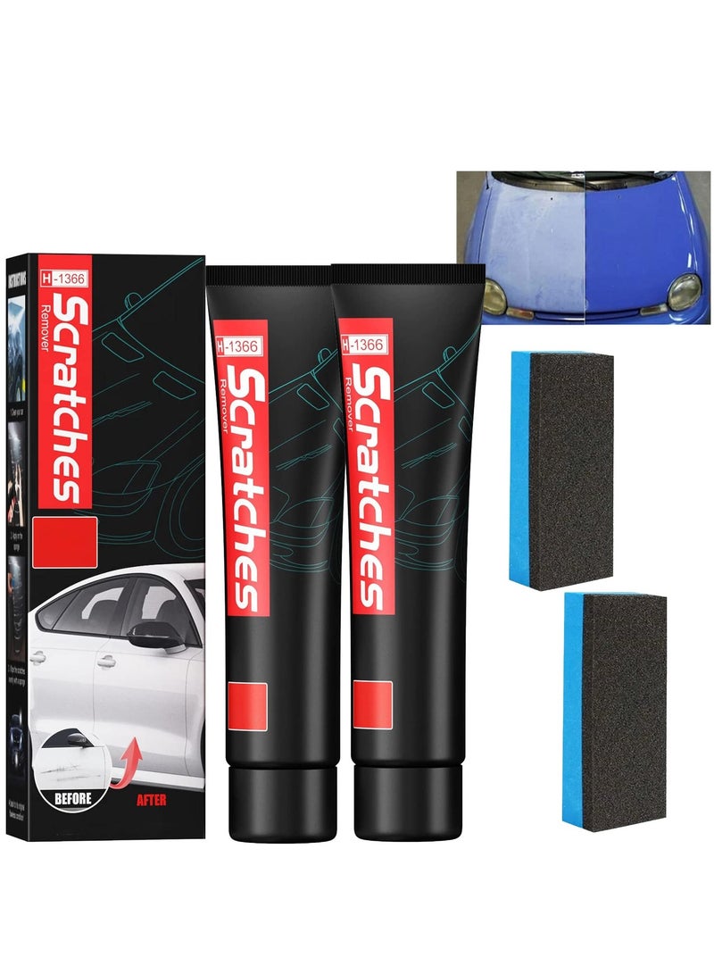Car Scratch Removal Kit, 2Pcs Car Scratch Repair Kit, Car Paint Scratch Repair Agent, Car Scratch Remover, Grinding Polishing Restorer Paste with Sponge, Erase Car Scratches (60ML) - Image 1