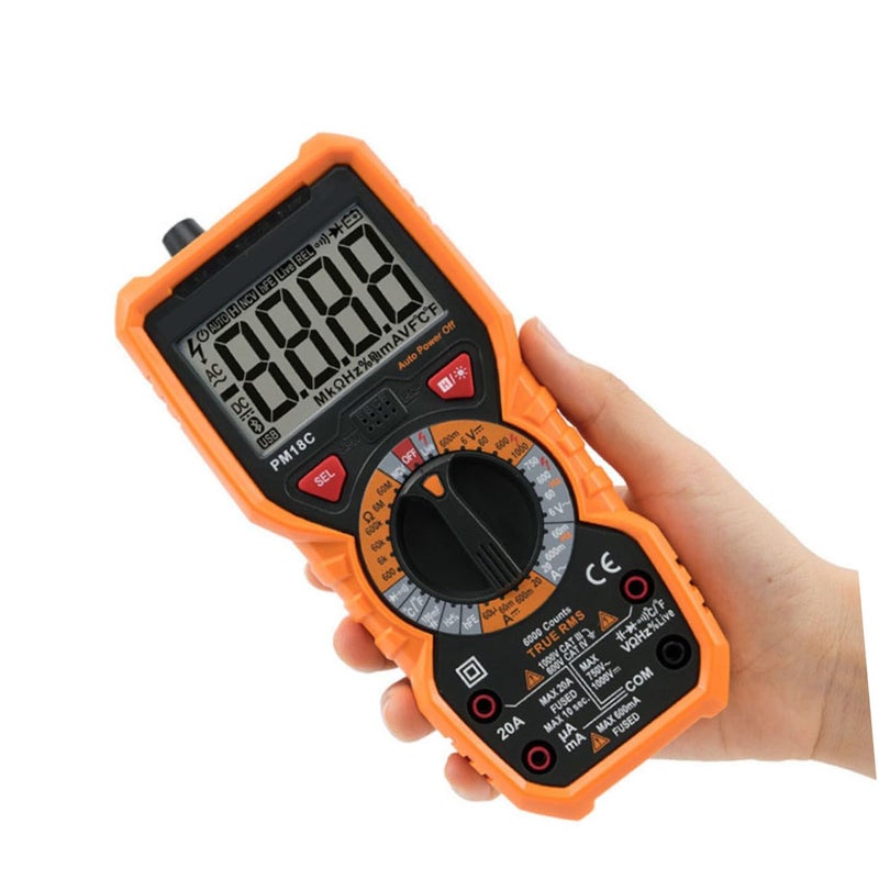 مقياس متعدد رقمي باختيار المدى التلقائي لاختبار الجهد بشاشة LCD مضاءة خلفياً وتصميم مضاد للاحتراق - Image 4