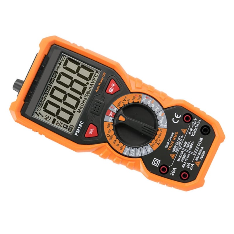 مقياس متعدد رقمي باختيار المدى التلقائي لاختبار الجهد بشاشة LCD مضاءة خلفياً وتصميم مضاد للاحتراق - Image 1