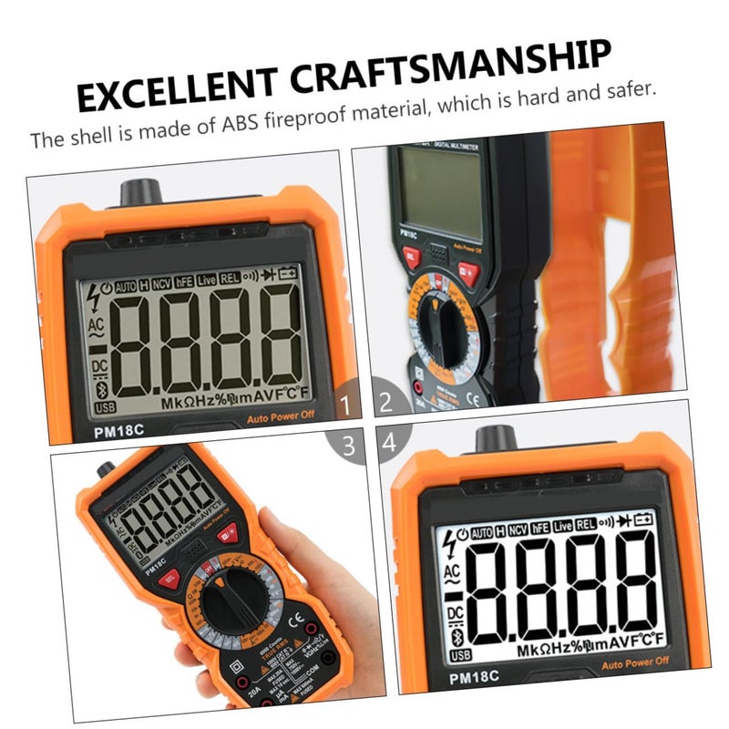 مقياس متعدد رقمي باختيار المدى التلقائي لاختبار الجهد بشاشة LCD مضاءة خلفياً وتصميم مضاد للاحتراق - Image 3
