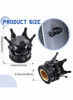 Y&D Tire Valve Stem Caps, 4 pcs Black Crown Bling Sparkling Acrylic Dustproof Universal Car Caps  - Image 3