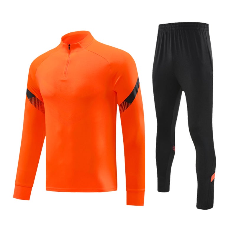 Generic Autumn and winter fleece-lined half zipper pullover long sleeve training clothes suit childrens football appearance clothes running sportswear generation hair Orange (regular style) 