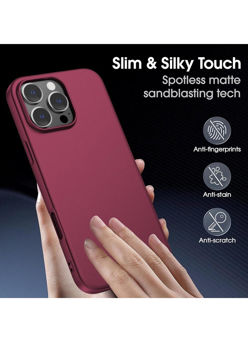 JAJEEK "Ultra-Thin Matte Wine Red iPhone 16 Pro Max Case – Shockproof, Anti-Scratch with Camera Lens & Screen Protectors" - Image 3