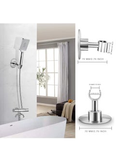 SYOSI SYOSI Stainless Steel Shower Head Holder Handheld Shower Wand Holder Adjustable Shower Head Bracket Shower Wall Mount Holder Metal Shower Spray Holder, Drill Free Glue Installation Silver  - Image 2