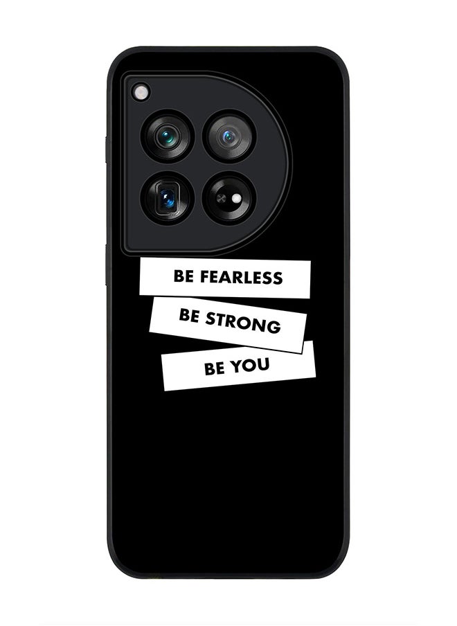 Stylizedd - Rugged Black Edge Case for OnePlus 12, Slim fit Soft Case Flexible Rubber Edges Anti Drop TPU Gel Thin Cover -  Fearless, Strong, You - Image 1