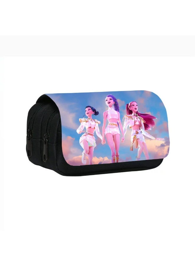 general Kpop Demon Hunters Printed Double Layer Pencil Case Student Pencil Stationery Bag meets daily stationery storage needs - Image 1