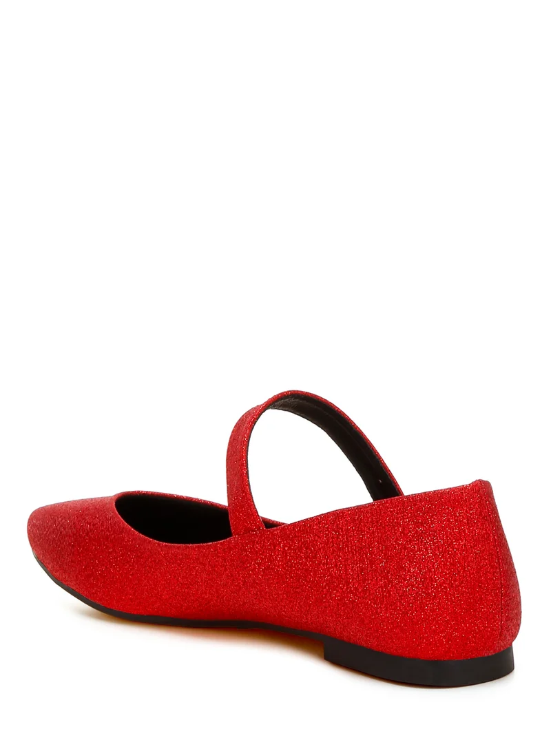 London Rag Glitter Pin Buckle Ballerinas in Red
