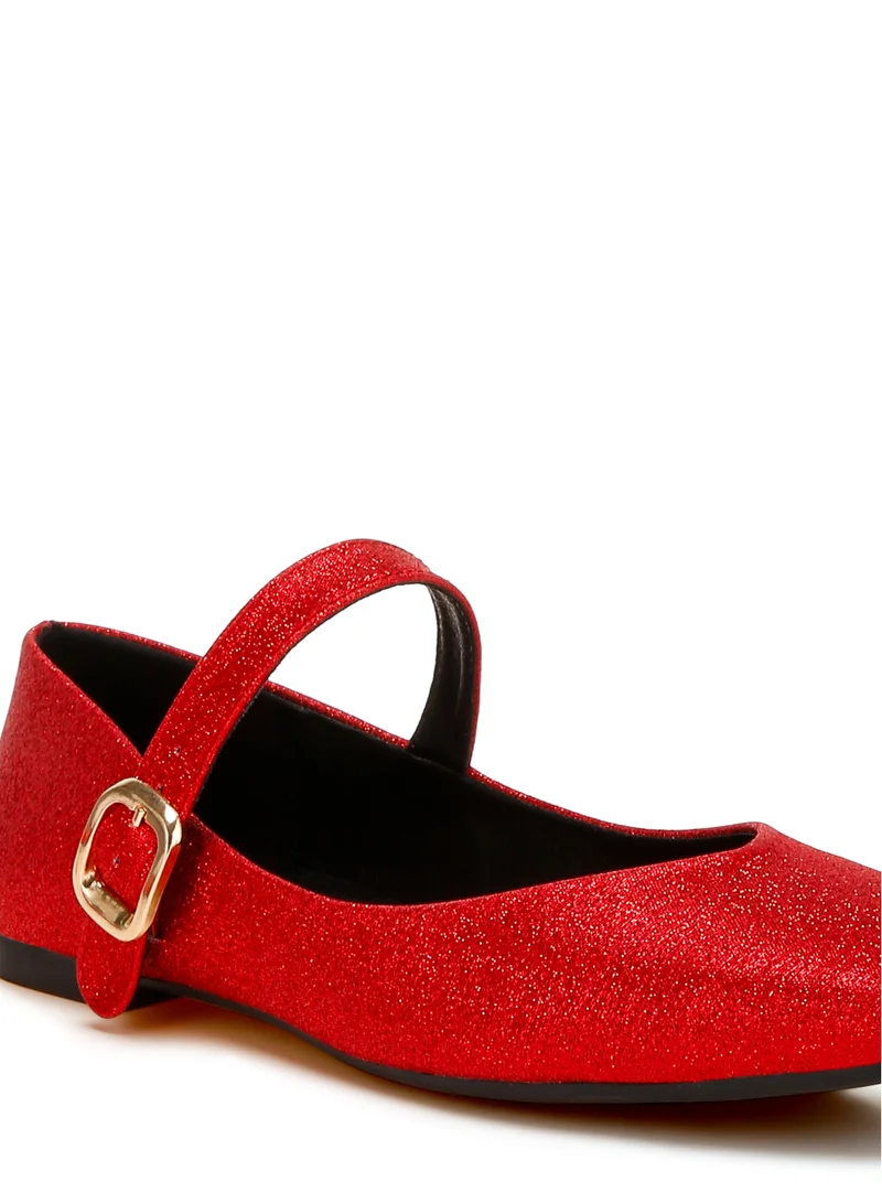 London Rag Glitter Pin Buckle Ballerinas in Red
