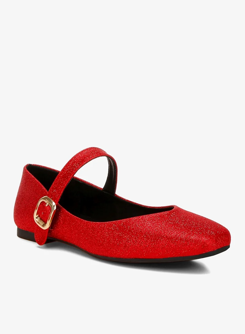 London Rag Red Glitter Pin Buckle Ballerinas in Red for Women | Best Price UAE